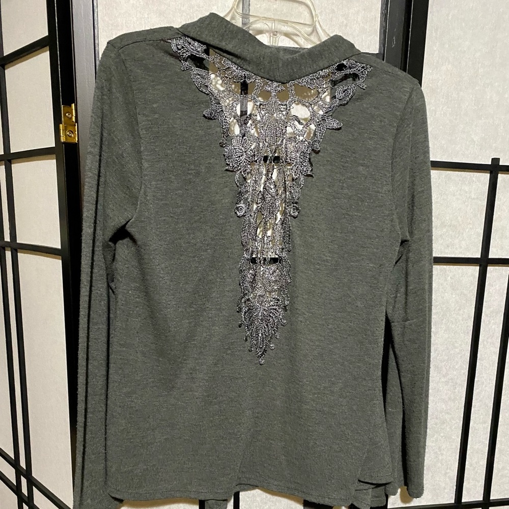 Mesh Back Open Cardigan - Picture 3 of 4